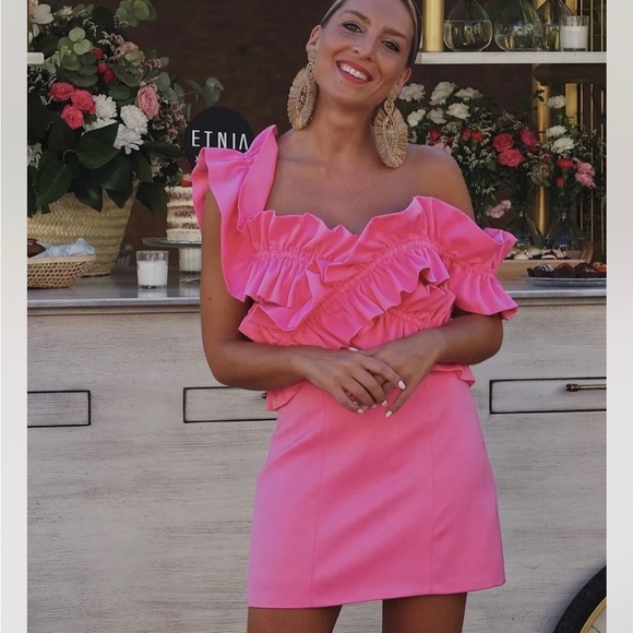Zara | Dresses | Zara Pink Ruffle Dress Small | Poshmark